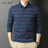 ucak brand classic casual turn down collar striped t shirt men clothes autumn pure cotton streetwear long sleeve t shirts u5723