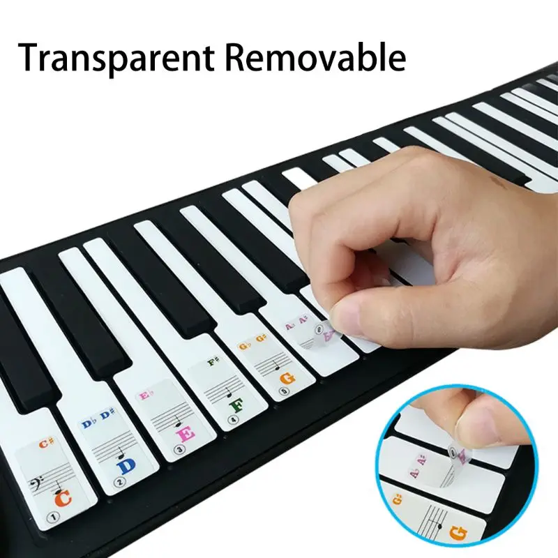 

Piano Keyboard Stickers Specially for 61 Key.Colorful Bigger Letter Removable R66E