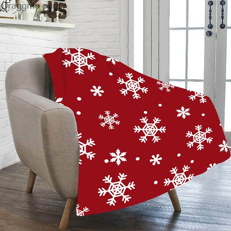 

Christmas Snowflake Blankets Throw Wool Blankets For Beds Double Layer Winter Comfort Cotton Fluffy Plush Blanket