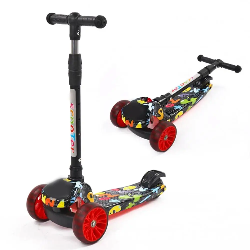 Детский Блестящий детский скутер От 2 до 16 лет регулируемый по высоте складной