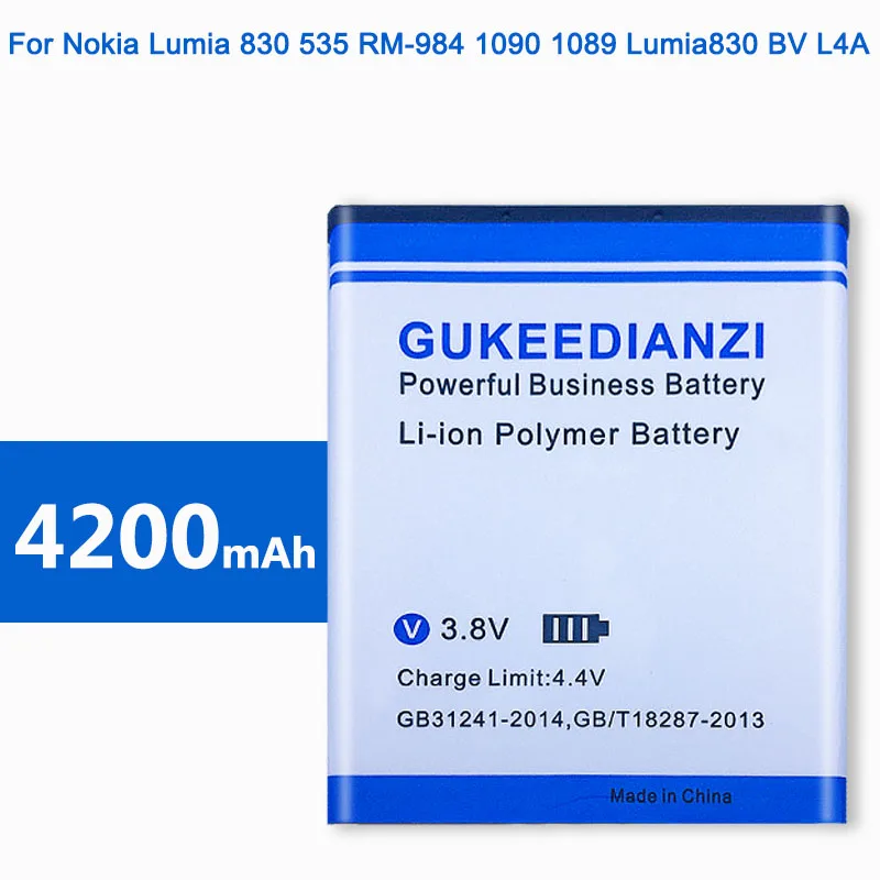 Новинка 2019 BV L4A аккумулятор 4200 мАч для Nokia Lumia 830 535 RM 984 1090 1089 Lumia830 литиевый