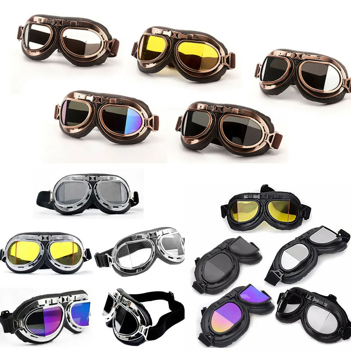 

Retro Vintage Goggles Aviator Pilot Motorcycle Cruiser Protective Biker Goggles