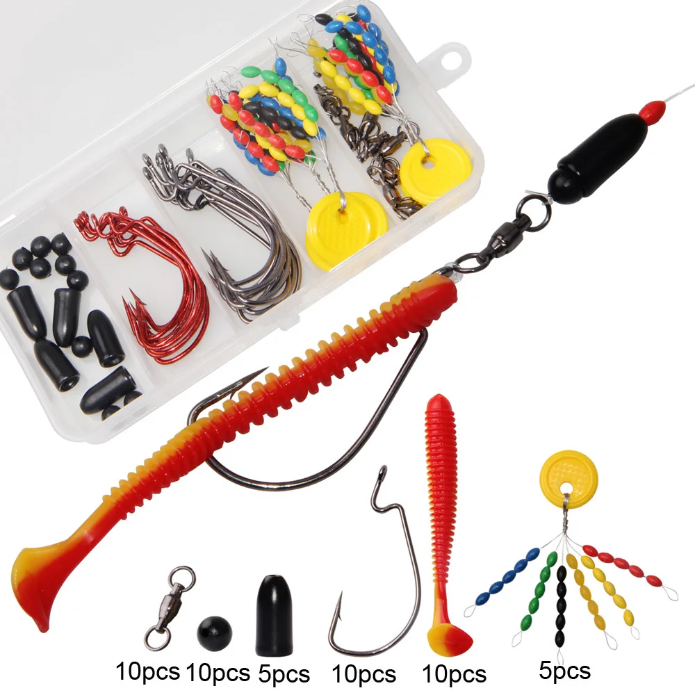 Shaddock Fishing 60 шт./кор. рыболовные аксессуары набор с Крючки Вертлюги приманки грузила космические бобы стопор для поплавка Рыболовные Снасти Коробка