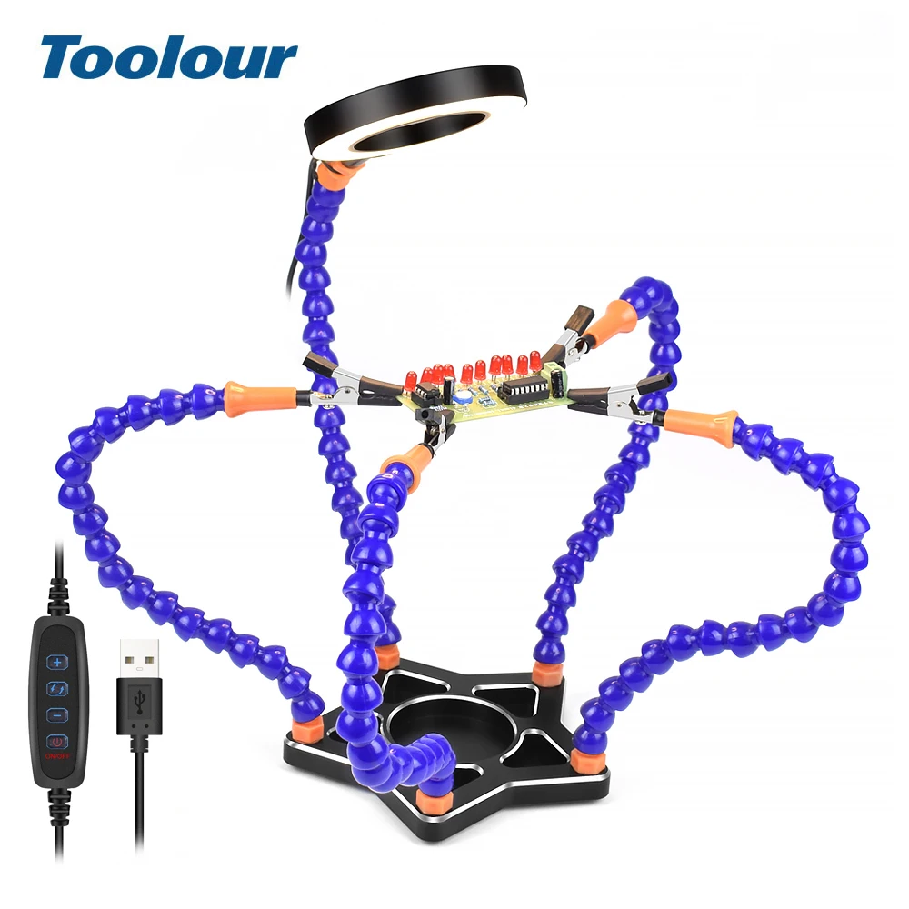 Toolour 5 шт. гибкие руки для пайки вспомогательные 3X увеличительное стекло
