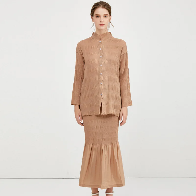 LANMREM новинка 2020 Весенняя водолазка однобортный Топ с длинным рукавом и тонкая