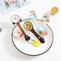 1pc creative ceramic tableware cartoon spoon household cute animal cat childrens spoons coffee spoon kitchen accessories