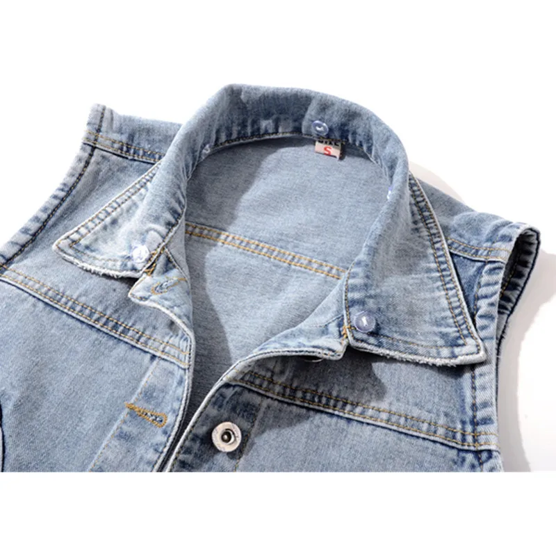 Платье без рукавов для женщин джинсовый жилет Свободные со съемным капюшоном