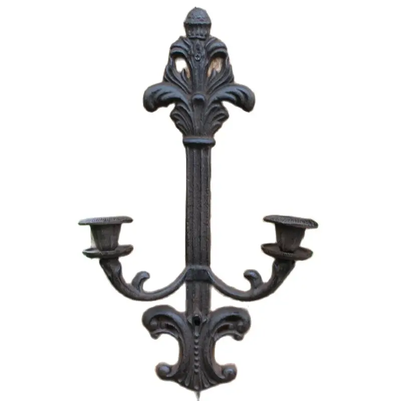 

American Country Metal Iron Candlestick Wall Candle Holders Hanging Rust Candle Lamps Home Wall Decorations Wieczniki Gift FC168