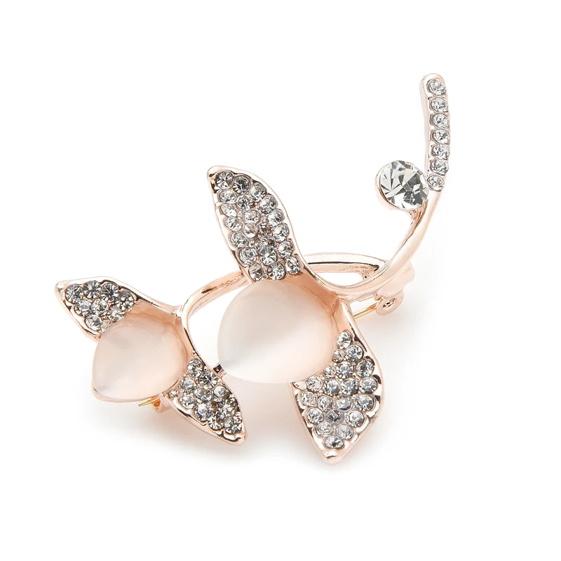 Wuli & baby Опаловый тюльпан свадебные броши в виде цветов женские Стразы вечерние