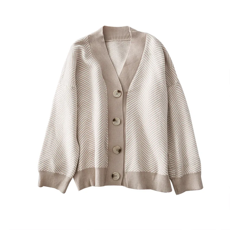 Cardigans women elegant striped pattern 2020 autumn winter cardigan vintage jumper lady fashion oversized knitted coat |