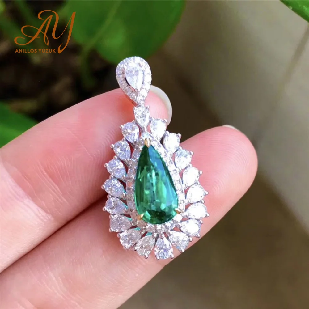 

Anillos Yuzuk, капля воды AAAAA, циркониевое ожерелье с подвеской, изумрудно-зеленый очаровательный кулон, ожерелье, изысканное ювелирное изделие, П...