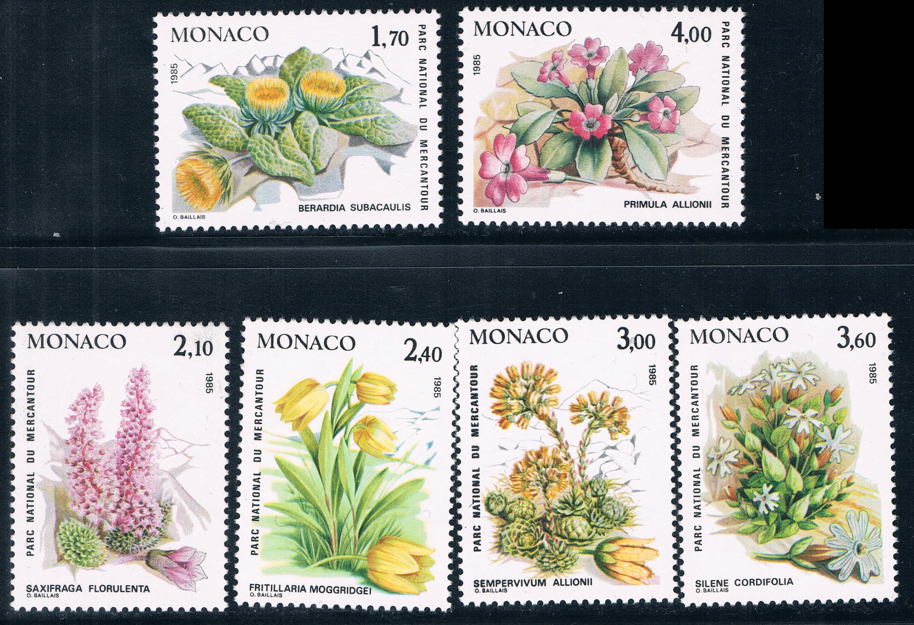 

6Pcs/Set New Monaco Post Stamp 1985 National Park Flowers Stamps MNH