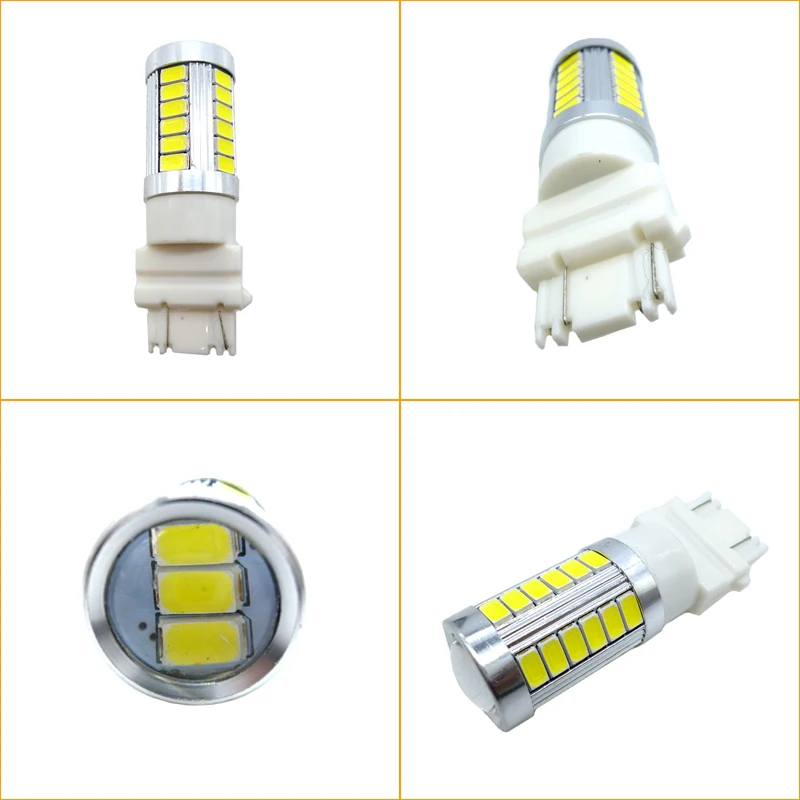 2x3157 светодиодные Белые 3057 33SMD T25 лампы P27/7 Вт автомобисветильник фары задний стоп
