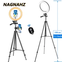 led ring light with tripod stand led video ringlight dimmable phone selfie round lamp for youtube tiktok live fill lighting para