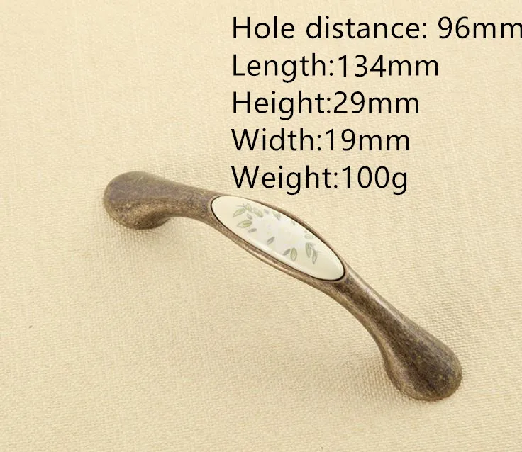 hole distance 96mm LCH в старинном стиле, фурнитура для гардероба в старинном стиле, керамические ручки для сада, европейский стиль, фарфоровая дверная ручка для выдвижных ящиков - Цвет: hole distance 96mm