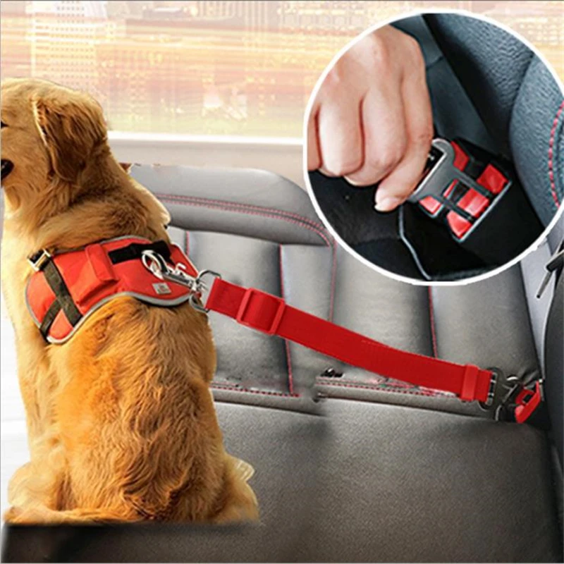 

Pet Car Seat Dog SeatBelt Safety Harness Restraint Adjustable Leash Travel Clip Cat Dog Car Seat Belt For All Cars Dog Seat Belt