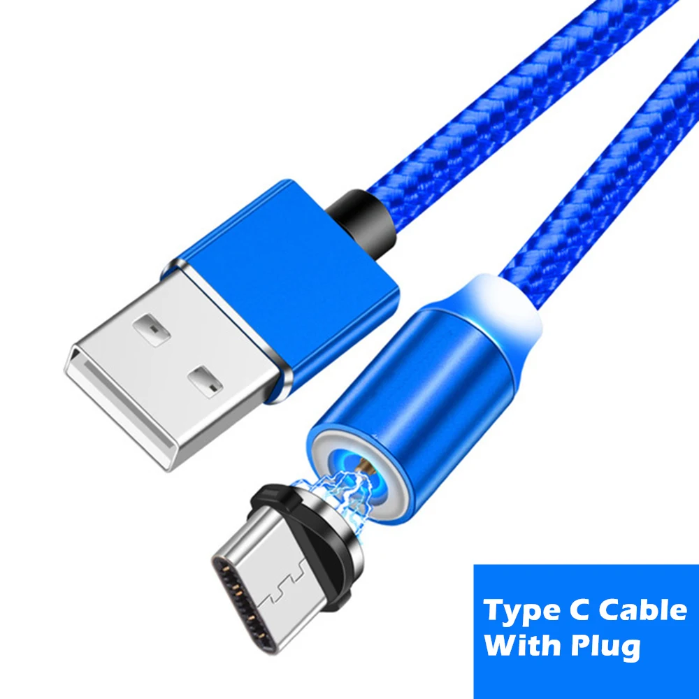 Магнитный USB кабель для быстрой зарядки для samsung galaxy A70 A40 A40s A20e Android зарядное устройство Шнур для Asus 6Z ZenFone 6 Live L2 Max M2 - Цвет: Blue Type c