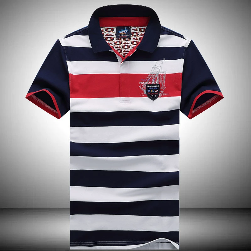 

Best Selling Striped 2020 Summer Fashion High Quality Tops Shark Brand Casual Cotton Short Sleeve Polo Shirts Contrast Color