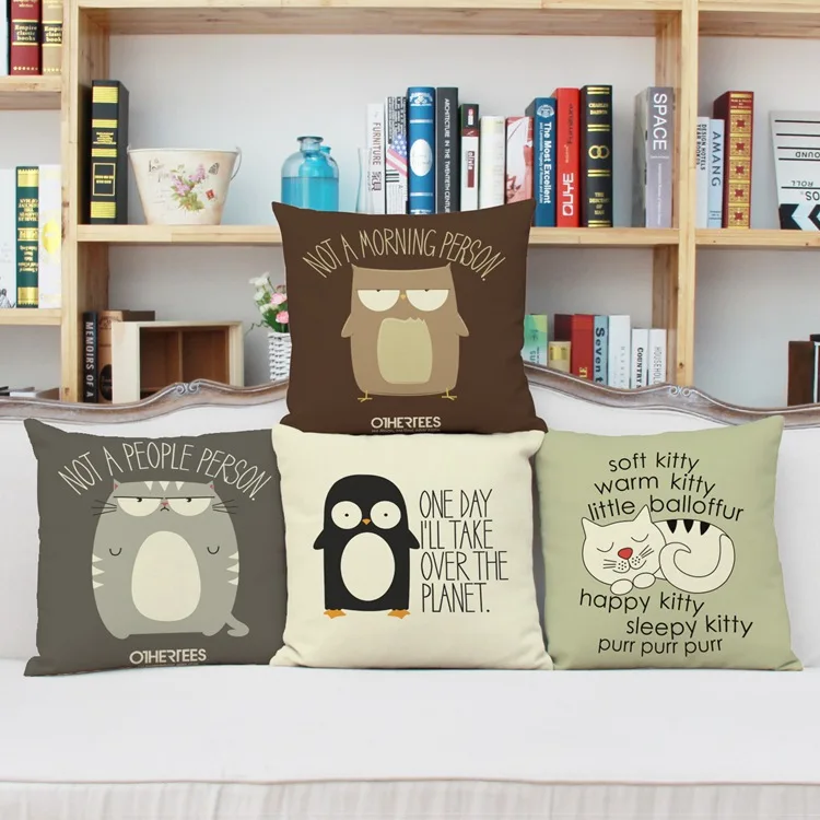 

Льняная подушка в стиле ретро с изображением совы