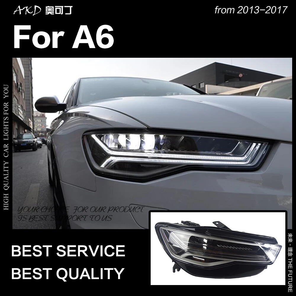 AKD Стайлинг автомобиля для A6 фары 2012 2018 модернизация A6L все светодиодный ные DRL