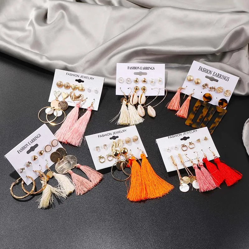 Винтажная Этническая бижутерия Boho красочные большие длинные серьги с кисточками