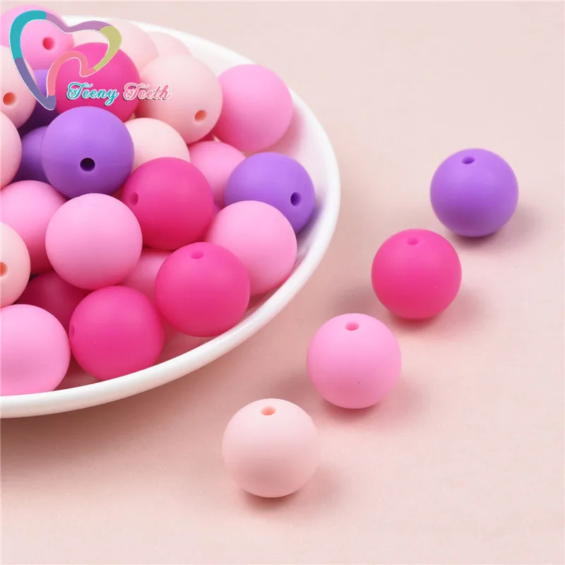 Teeny Teeth 20 шт Девочка Розовая серия Детские аксессуары бусины Круглые 12-15 мм