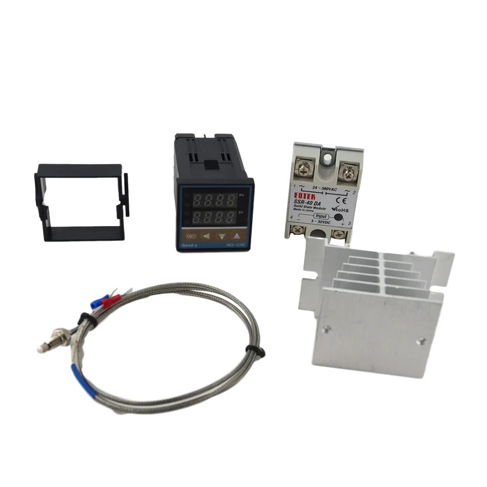 Цифровой ПИД-регулятор температуры стандартный термостат Рекс C100 + реле SSR 40DA