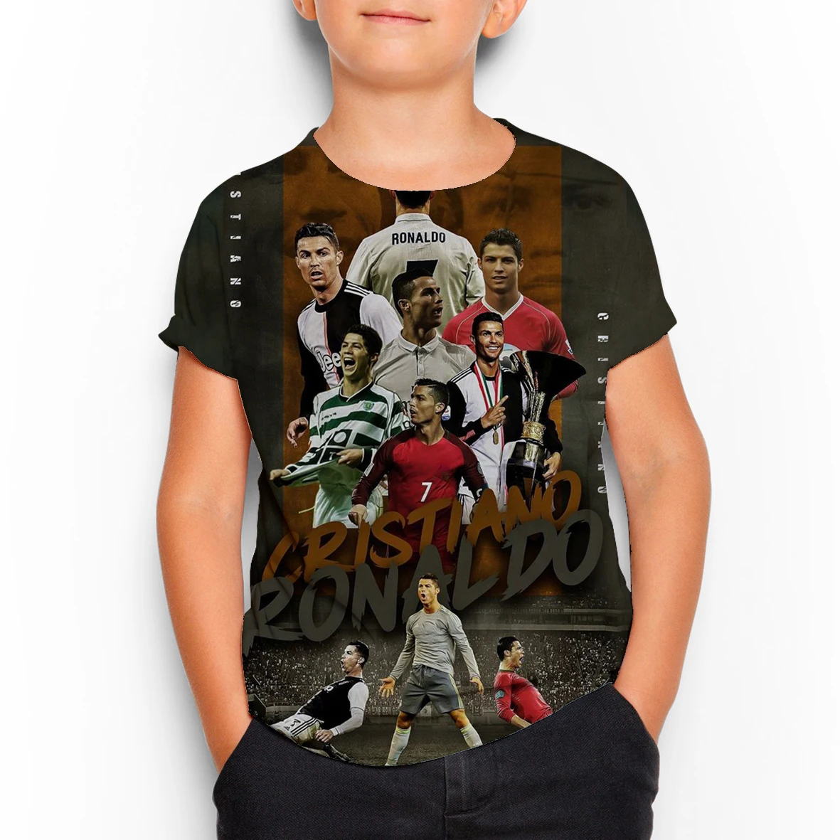 

C Ronaldo 3D Childs T Shirts Summer 2021 Sports Children's Clothing Boy Girl Loose Oversized T-shirt Short Sleeve O-Neck Tops