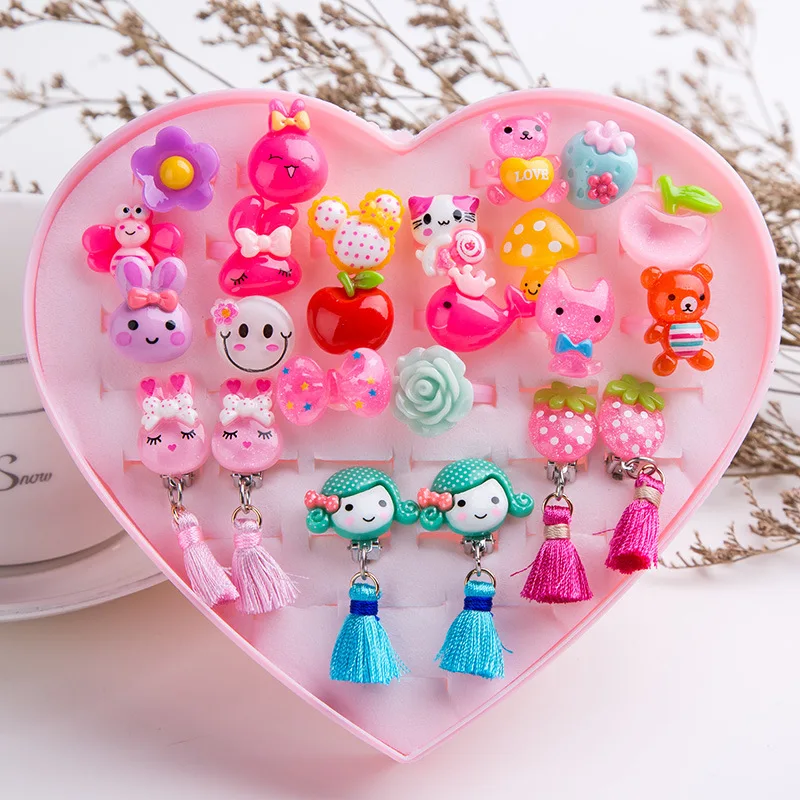 Lovely Cartoon crystal children jewelry baby girl Earrings no earrings pendants ear clips false girls' ring gifts. | Игрушки и хобби