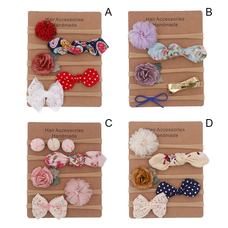 

5 Pcs/Lot Baby Headband Flower Bows Headband Baby Girl Headbands Newborn Hair Accessories Elastic Baby Headband Turban