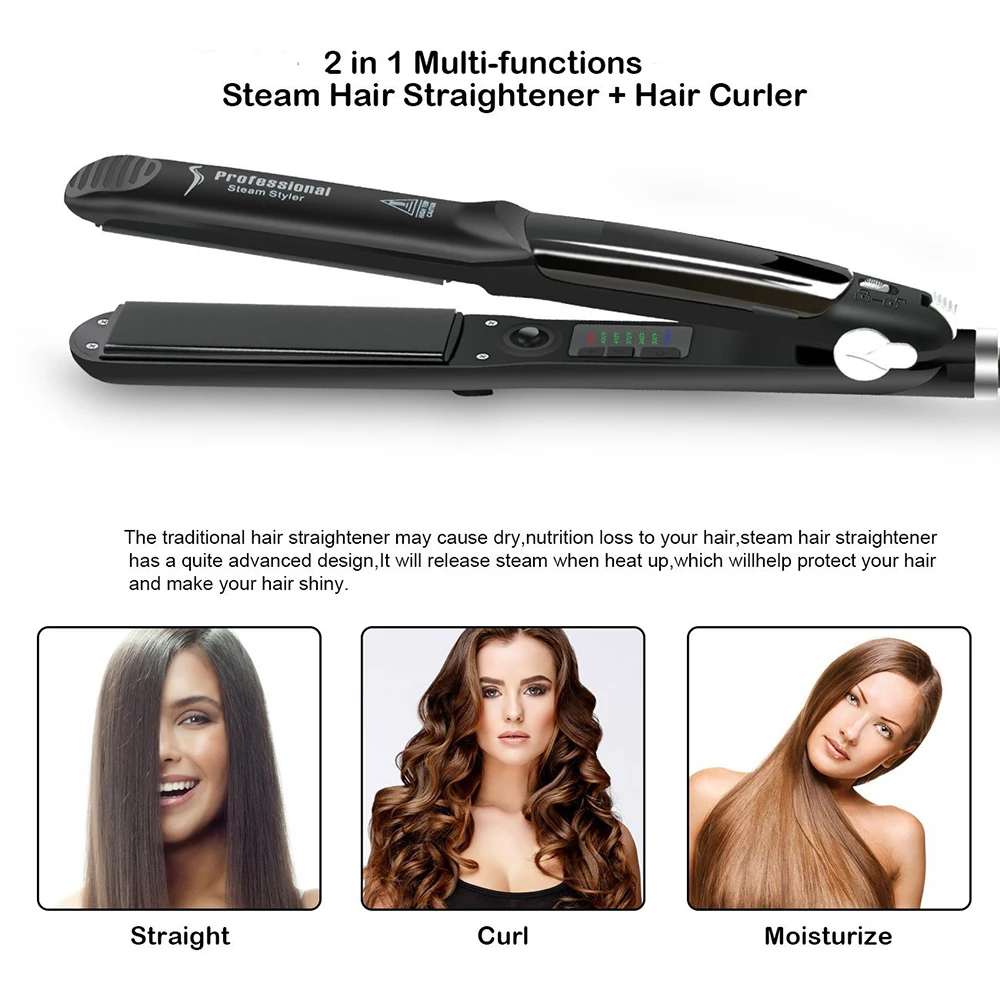 Drop Shipping Professional Steam Hair Straightener Ceramic Vapor Flat Iron Seam Straightening | Красота и здоровье