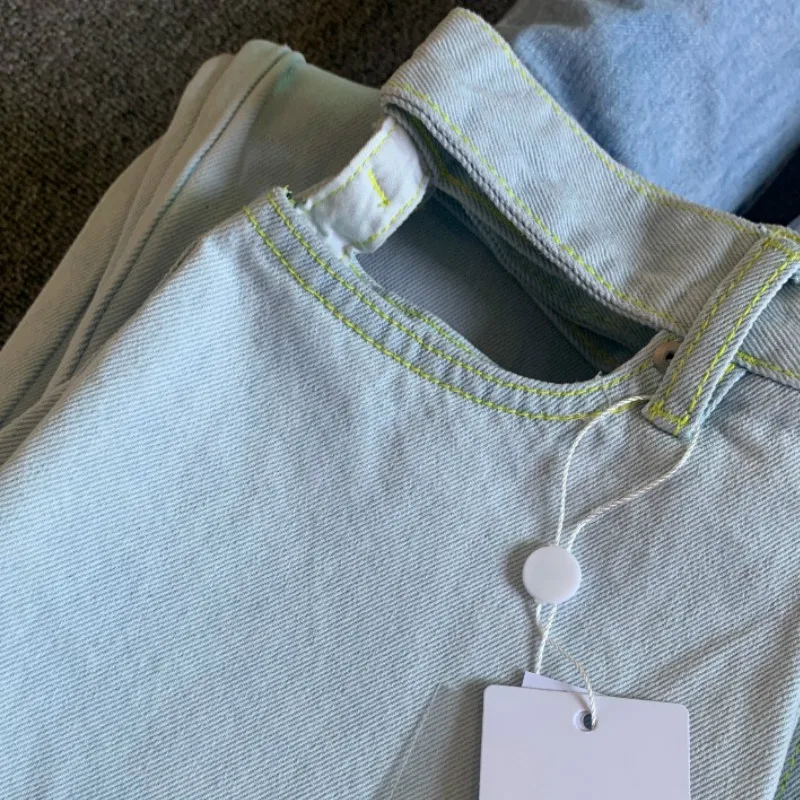 

MM001 2020 Fashion Classic Trendy Brand Luxry Design Autumn Women Waist Hollow Out Jeans Trousers Wide Leg Pants M6