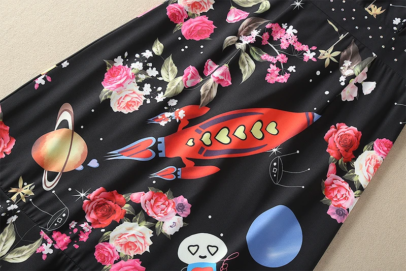 Женское платье с длинным рукавом длинное квадратным вырезом юбкой годе принтом в