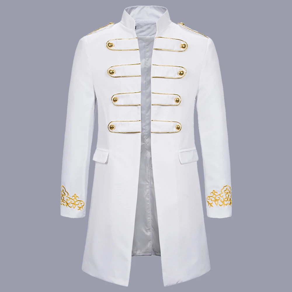 CYSINCOS Men Military Stars Trench Coat Frock Outwear Vintage Overcoat Medieval Renaissance Jacket Cosplay Costume | Мужская одежда
