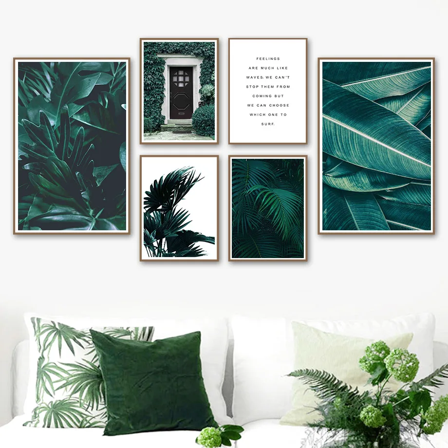 

Monstera Cycad Palm Plant Leaf Door Quote Wall Art Canvas Painting Nordic Posters And Prints Wall Pictures For Living Room Decor