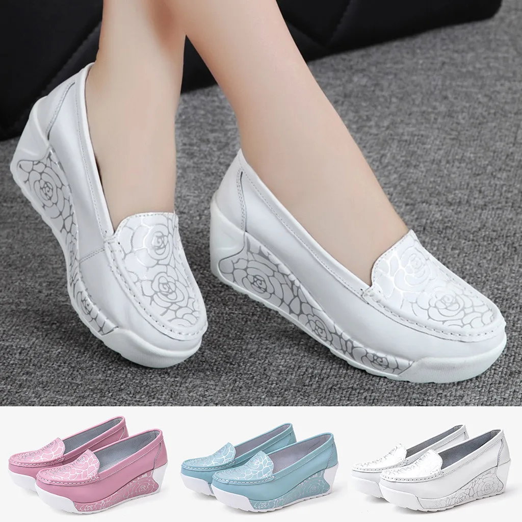 

Women's Casual Shoes Patterned High Heel Wedges Floral Slip On Loose Round Toe Valuable Authentic Fashion Womens Shoes