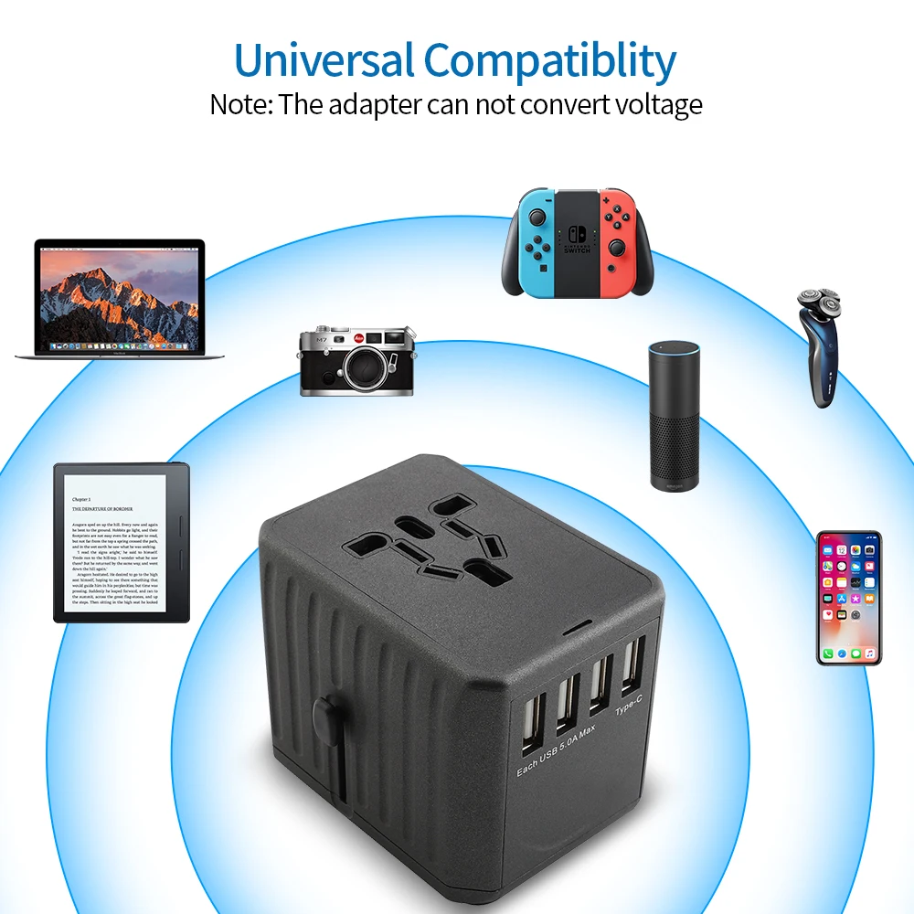 Адаптер питания NTON для путешествий универсальный адаптер зарядное устройство