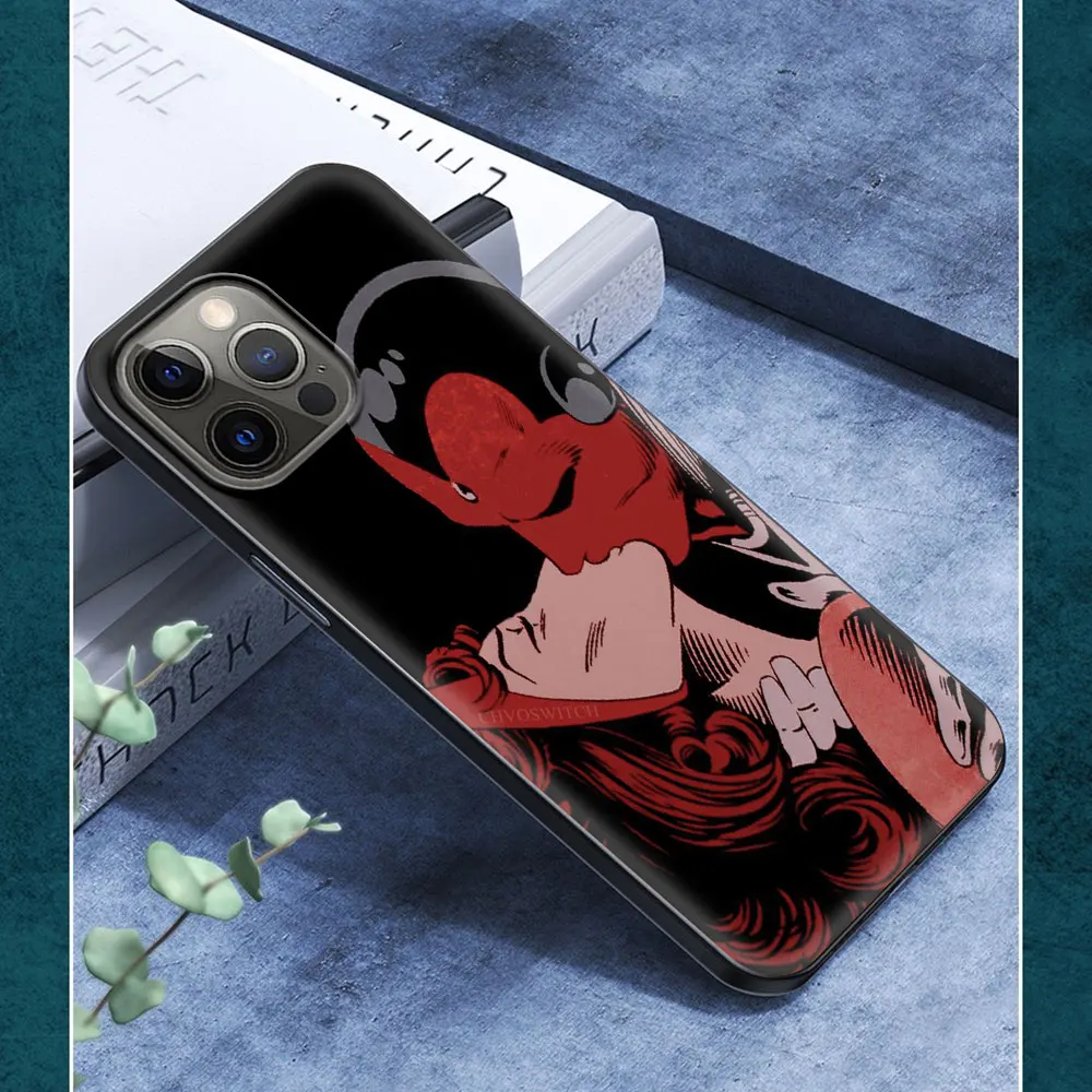 

Phone Case For iPhone 11 12 Pro XS Max 8 7 Plus X XR Silicone Soft TPU Black Shell Back Cover Coque Fundas Cartoon Wandavisions