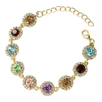 delicate colorful crystal centered flower charm bracelets for women 2021 fashion crystal dot bracelets bangles jewelry wholesale