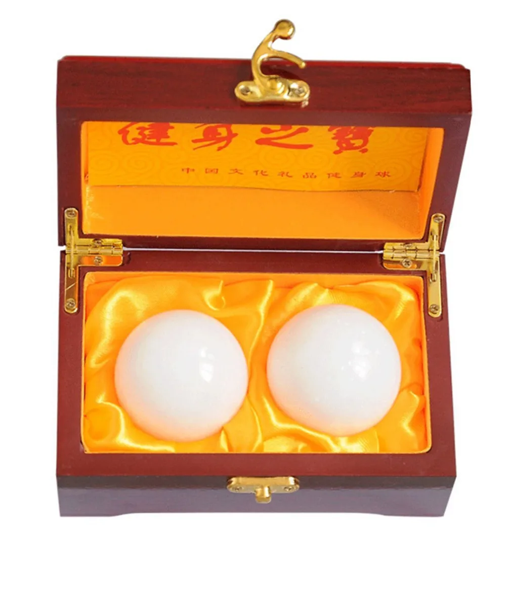 2 &quotнатуральный белый Нефритовый камень Baoding фитнес гандбол китайские