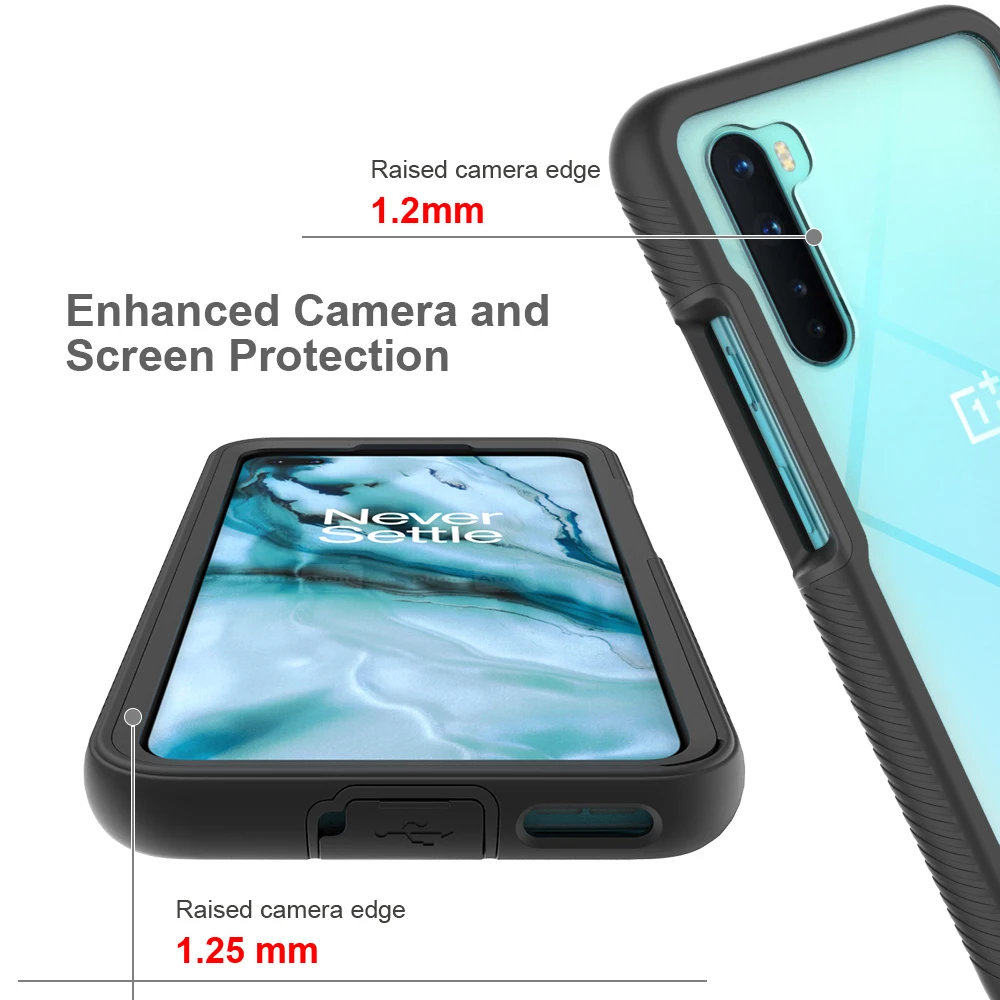 heavy protection dust proof anti fall color border transparent two in one phone case for oneplus 7t 8t 7 8 pro nord 5g tpu cover free global shipping