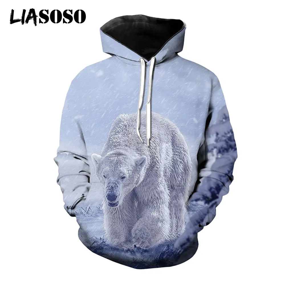 

LIASOSO New Animal Bear Hoodies 3D Printing Fashion Autumn Winter Tops T Shirt Hip Hop Sweatshirts Casual Boys/Girls