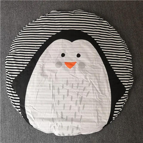 penguin Детский мягкий хлопковый круглый игровой коврик с героями мультфильмов, Ползунки для новорожденных, детский игровой коврик, украшение детской комнаты, одеяло бутафория для фото - Цвет: penguin