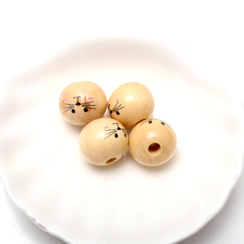 DIY15-20mm Мультяшные изображения натуральные деревянные бусины разделительные