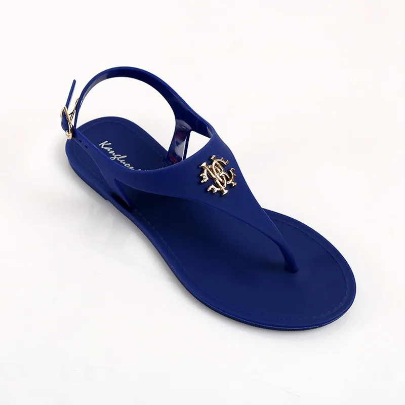 

2021 New Women Sandals Summer Fashion Peep Toe Jelly Flip Flops buckle Non-slip Flat Sandals Woman sandalia feminina