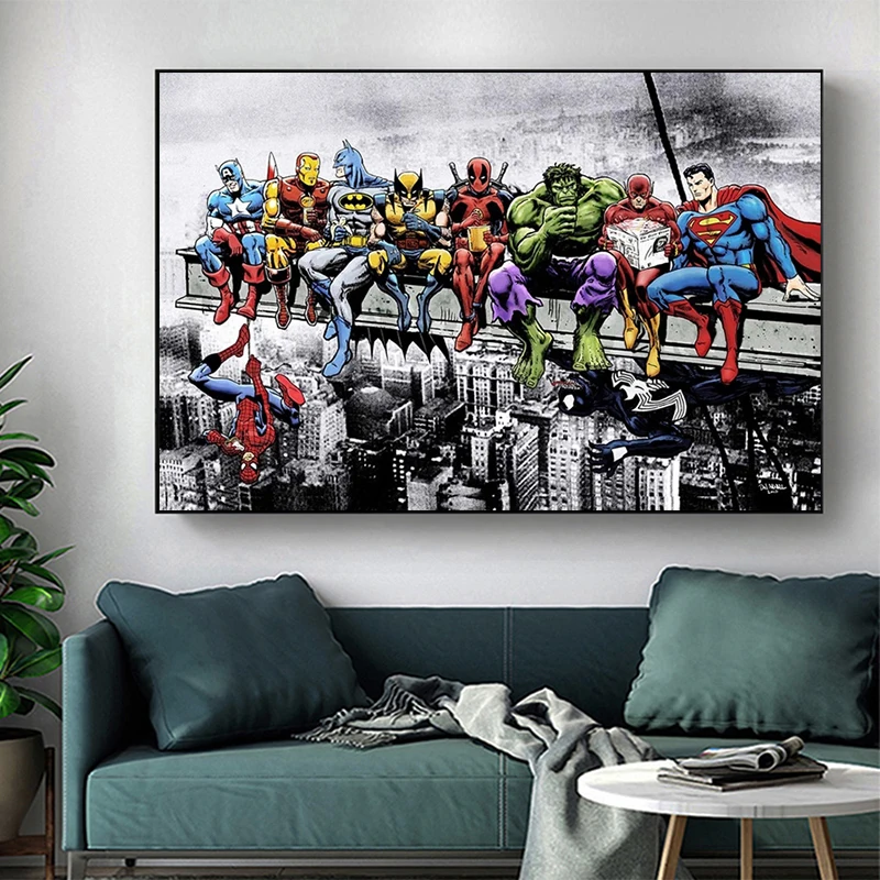 

Superhero Marvel Avengers Comics Wall Art Poster and Print Canvas Painting Wall Art Picture for Living Room Bedroom Aesthetic