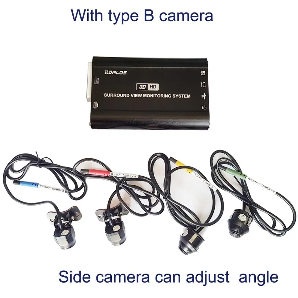 with type B camera SZDALOS Newst HD 3D 360 система объемного обзора поддержка вождения система панорамы вида птицы 4 Автомобильная камера 1080P DVR g-сенсор - Название цвета: with type B camera
