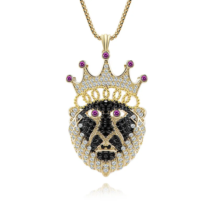 

Hip Hop Bling Pharaoh King Pendant Necklace Full With Paved AAA Cubic Zirconia Long Chain Necklace For Men Women Rapper Jewelry