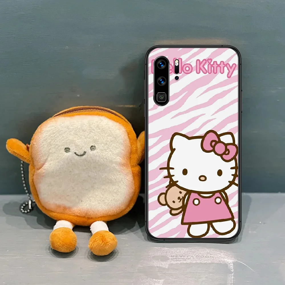 

Cute Pink Kitty Cat Phone Case For Huawei P Mate 10 20 30 40 Lite Pro smart 2019 nova 5t 8 black Back 3D Cover Fashion Hoesjes