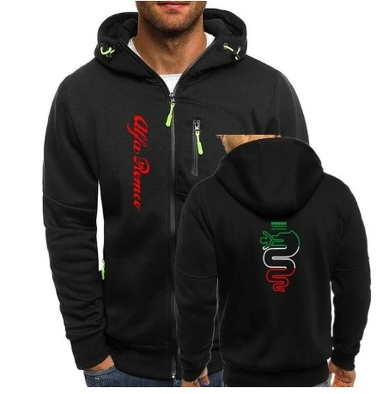 

NEW Autumn Brand Men Wear alfa romeo Printed Hoodie Men'S Drawstring Leisure Slim Jacket Cardigan tracksuit Coat